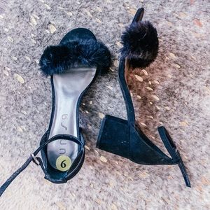 NWOT Unisa Fuzzy Black Block Heels